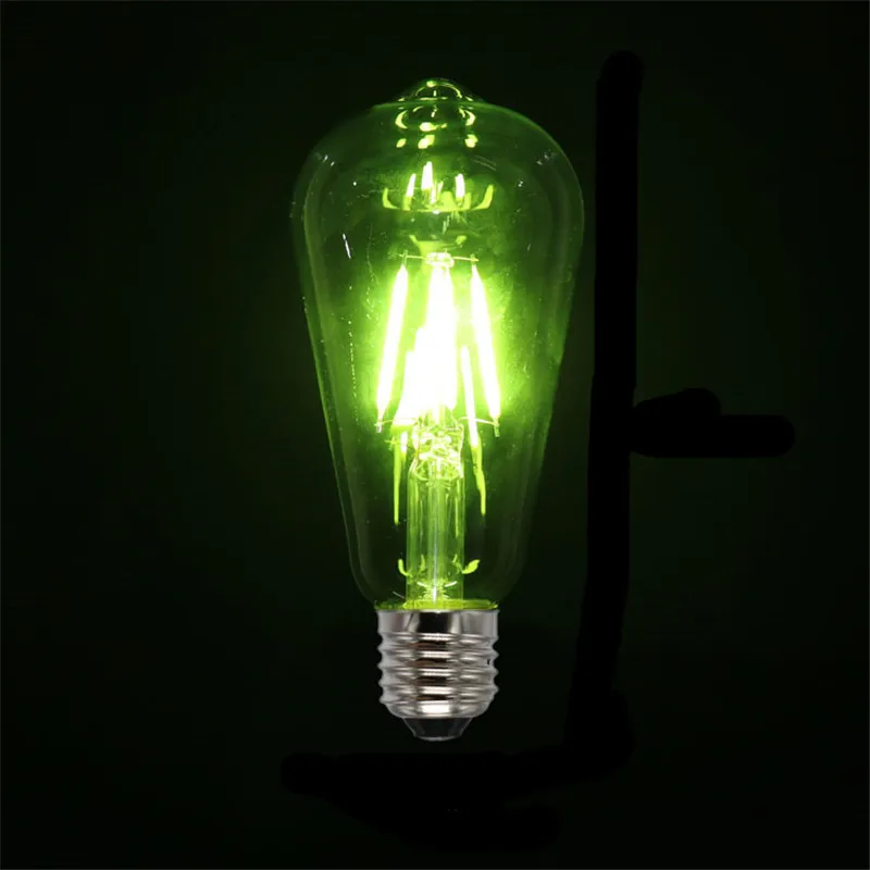 

10pcs pink blue Green Red Warm Color ST64 4W Led Filament Light COB Edison Retro Bulbs Dect for home bar Ampoule Lampara 220V