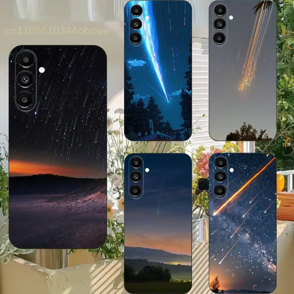 

Beautiful Meteor Phone Case For Samsung S25,24,21,22,23,20,S30,Ultra,Plus,Fe,Lite,Note,5G Black Soft