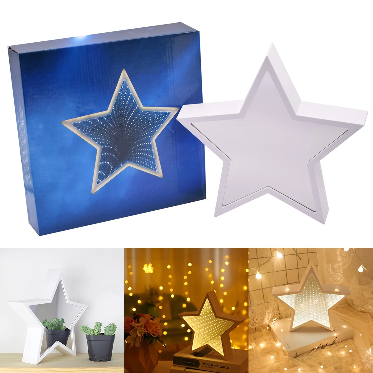 

Mirror Dreamy Night Light LED Lamp Decor Bedroom Living Room 3D Tunnel Kids House Lights Warm Atmosphere Gifts