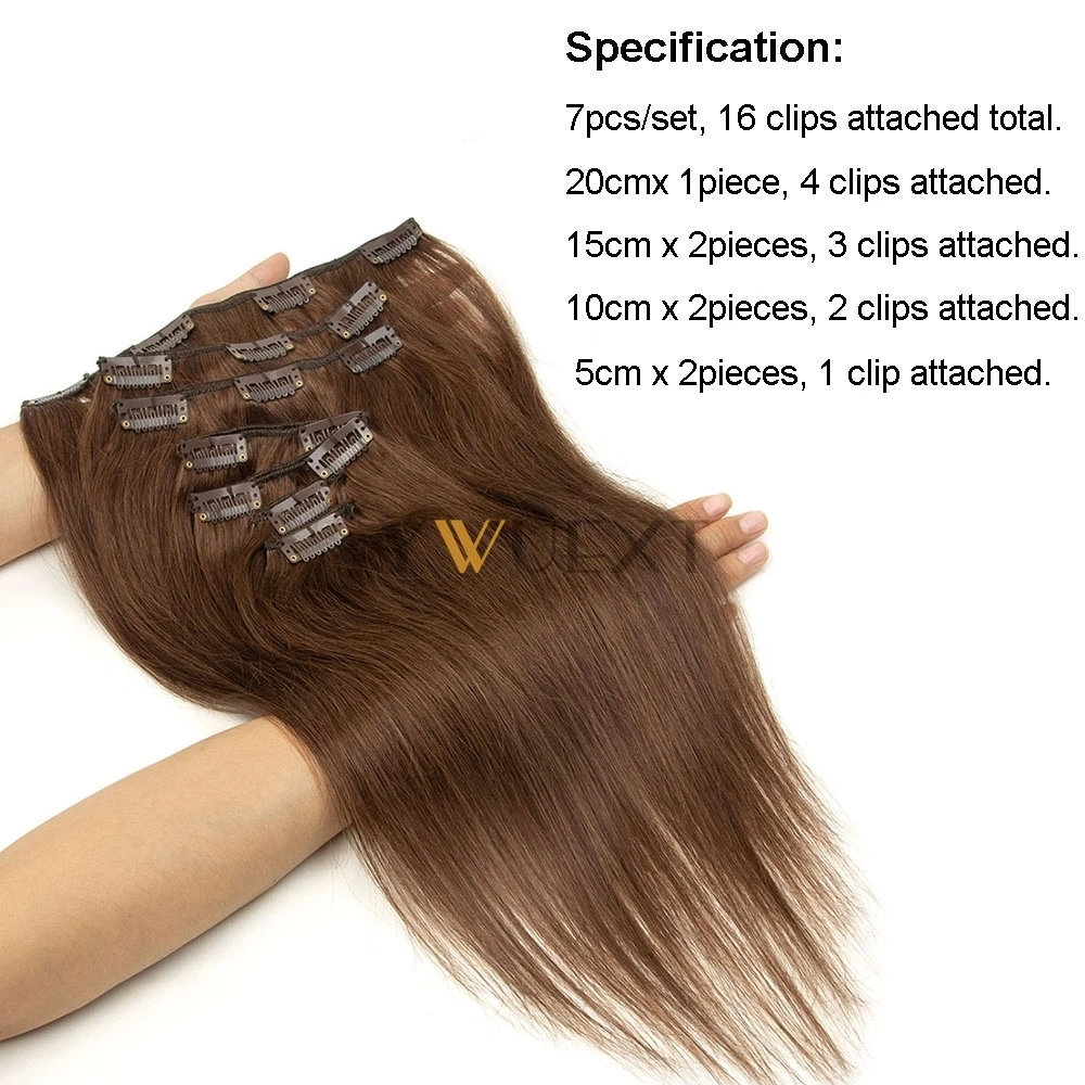 Clip in Menselijk Haar 7 stks/set Machine Remy Natuurlijke Clip Menselijk Haarverlenging 12 "-24" inch Echte Natuurlijke Clip Op 50G-120G