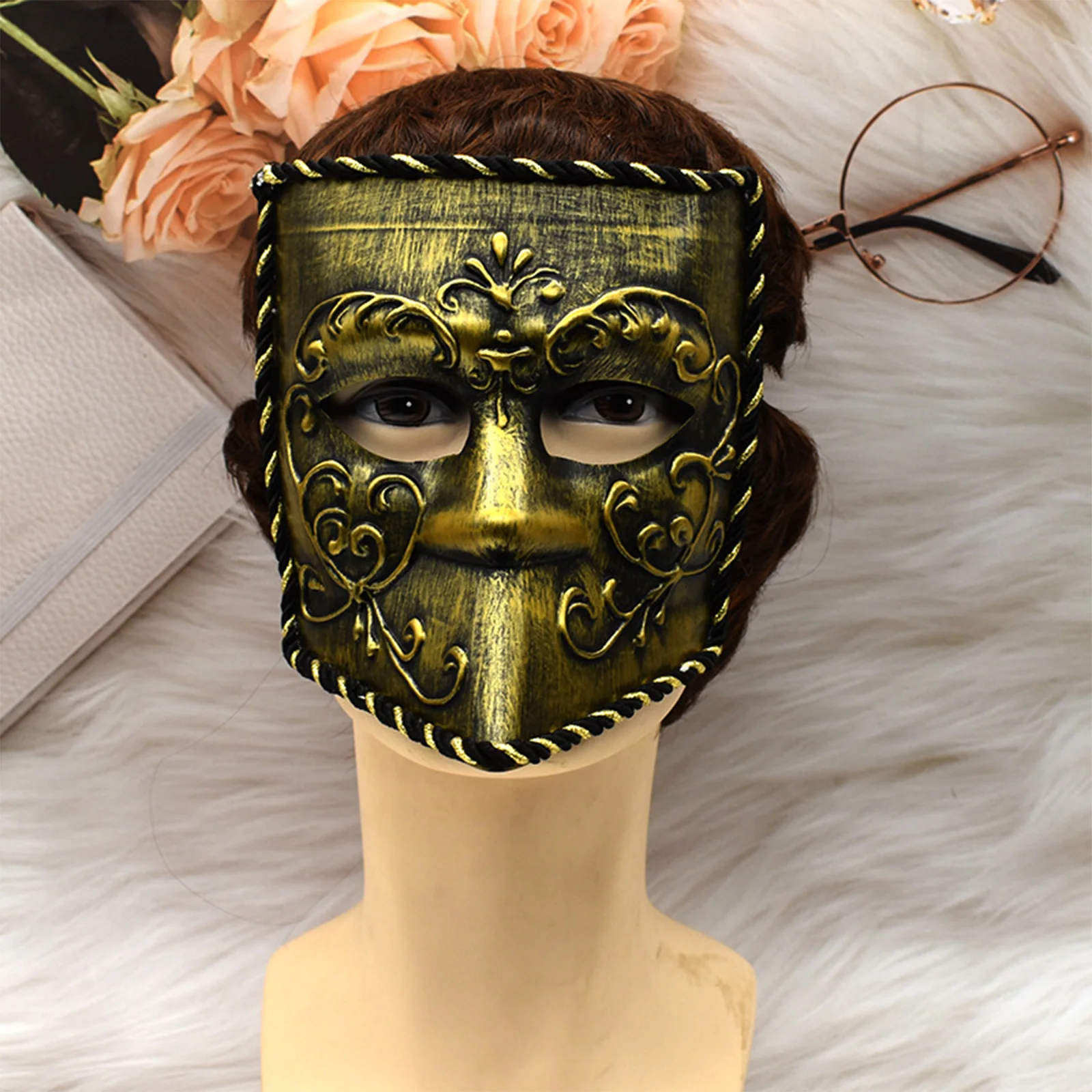 

Warriour Helmet Mask Roman Empire Retro Punk Sanxingdui Mask Men Women Festival Masquerade Ball Halloween Cosplay Costume Props