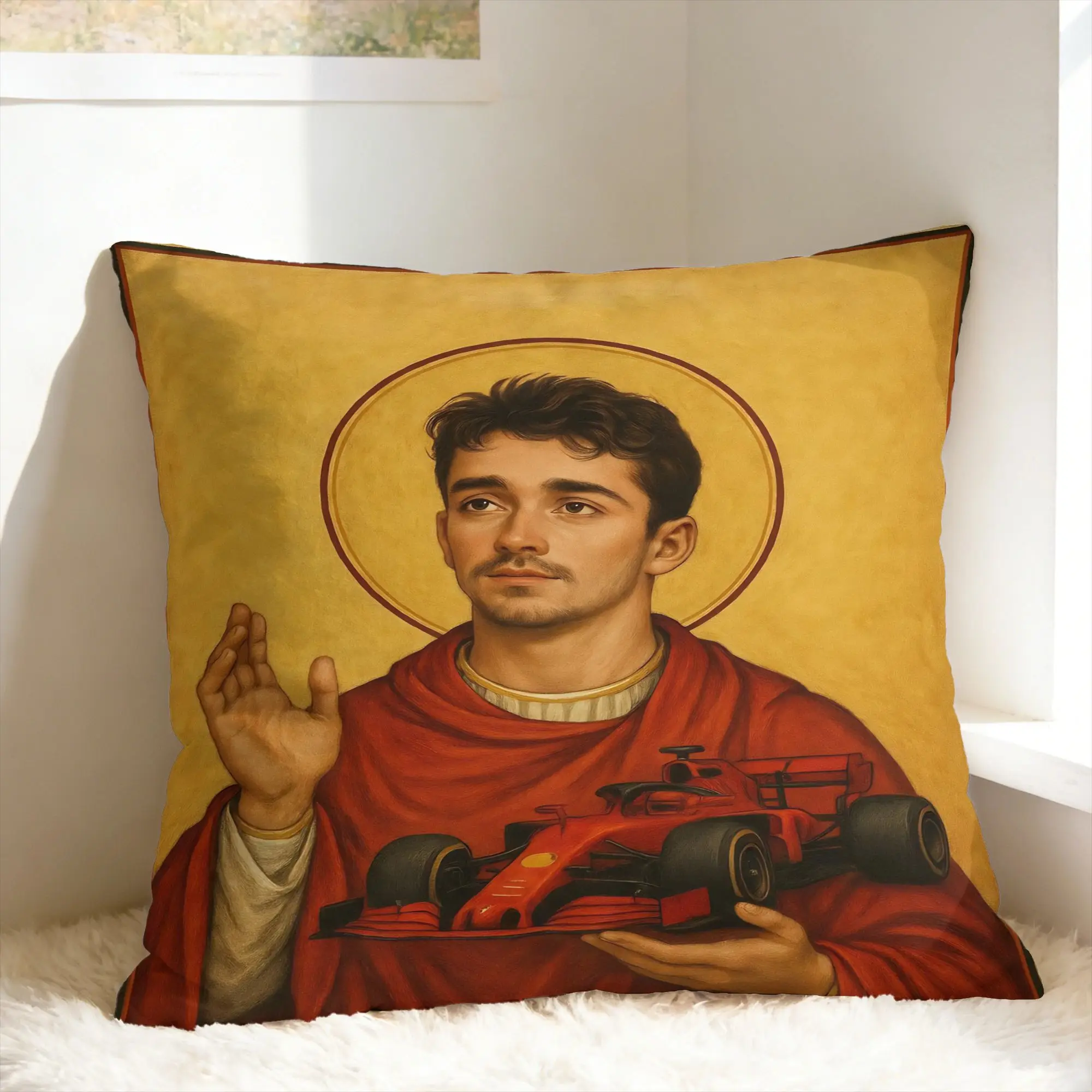 C-Charles Leclerc Jesus Funny Pillow Cover  Custom Cushion Cover Cute Funny Pillow Case For Living Room Sofa