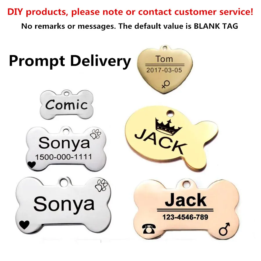 Pet Dog ID Tags For Pet Collar Kitten Puppy Custom ID Tags Engraved Heart Bone Dog Collars Cat Accessories Personalized