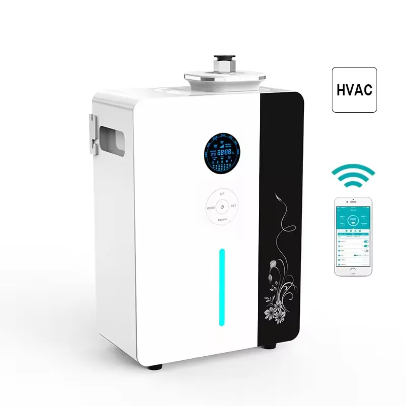 Custom HVAC APP Aroma Diffuser Machine New Design Metal Essential Oil Scent Dispenser with 3000 CBM Coverage Fan for Hotels