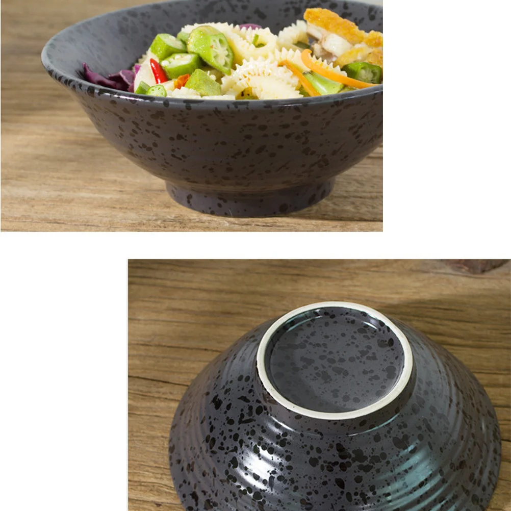 

Ceramics Instant Noodle Bowl Black Japanese Style Creative Dessert Salad Food Serving Bowl for Home Restaurant