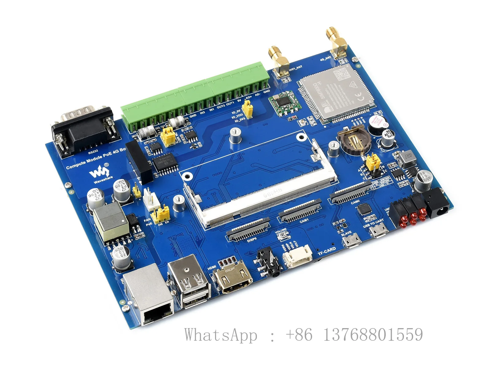 Compute Module Industrial IoT Base Board, 4G / PoE Feature, For Raspberry Pi CM3 CM3+ Series