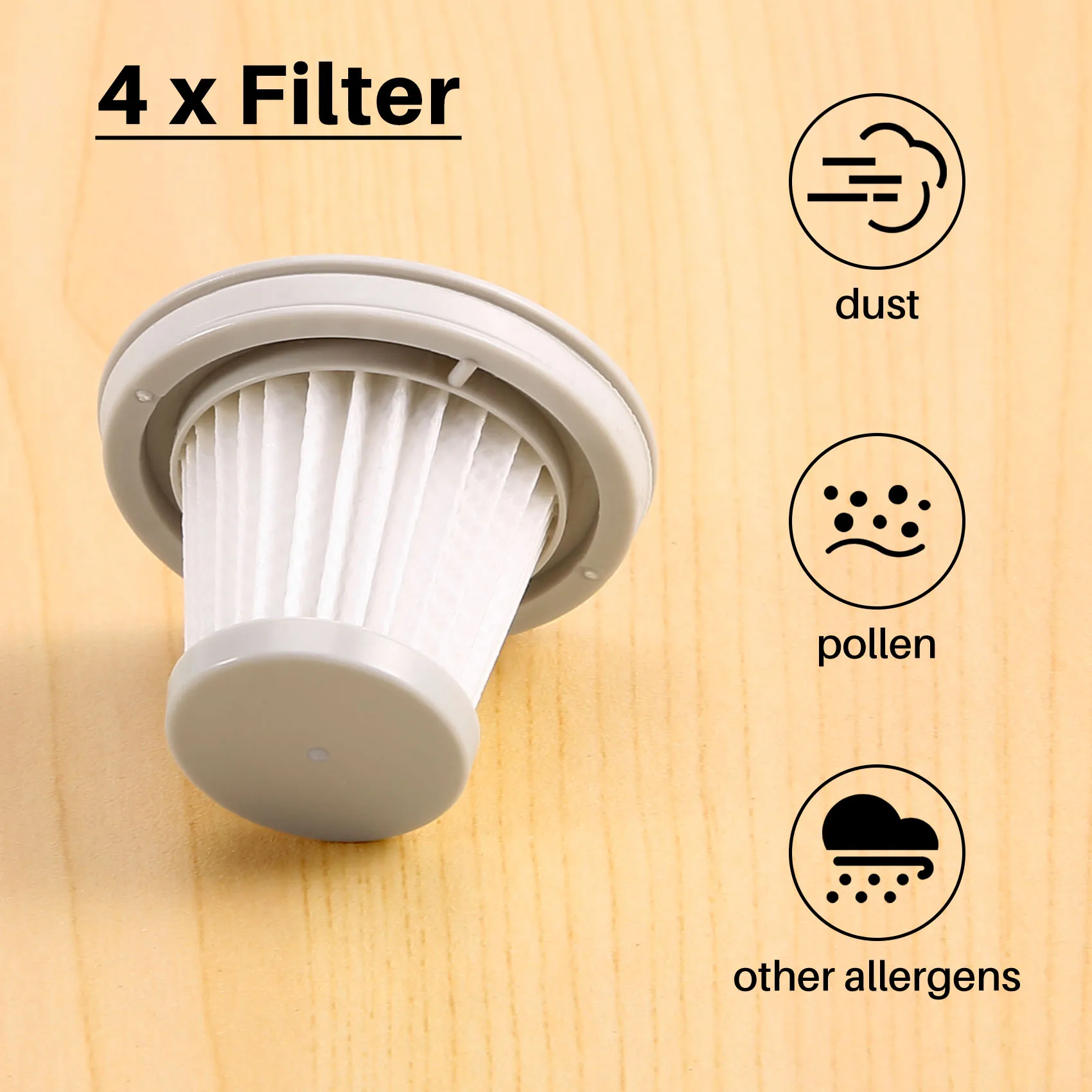 Filtro HEPA para Xiaomi Mijia Handy Aspirador, Mini Filtro Lavável Sem Fio, Casa e Acessórios Do Carro, 4PCs