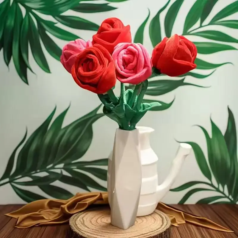 Großer Roter Künstlicher Rosenstrauß für Heimdekoration, Valentinstag und Muttertag Geschenke, Hochzeitsdekoration – Detail 2