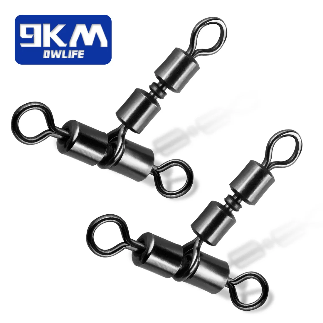 3 Way Fishing Swivels 15~30Pcs Double Rolling Swivels T-Shape Triple Fishing Swivel Cross Line Fishing Tackle Connector Clip