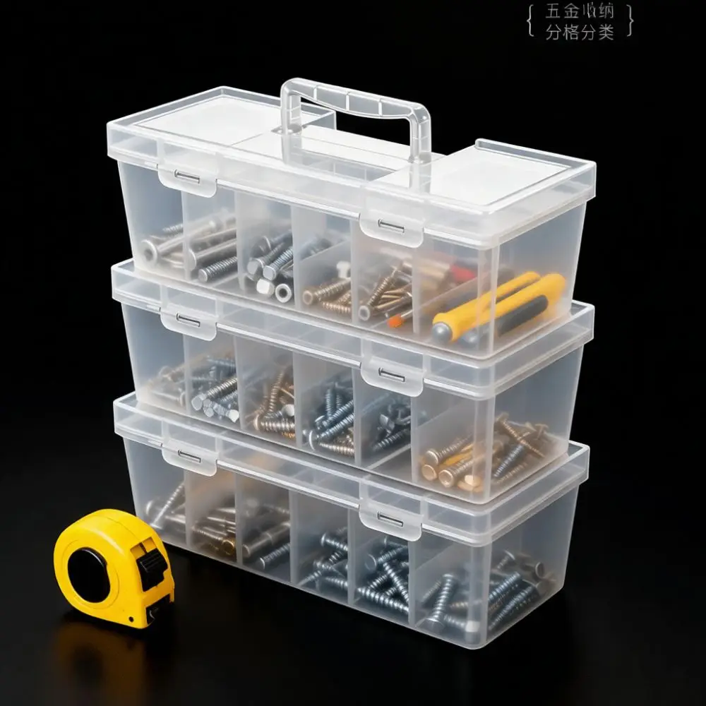 Adjustable Divider Plastic Storage Case Transparent Tool Organizer For Electronic Components Screws Craft Supplies