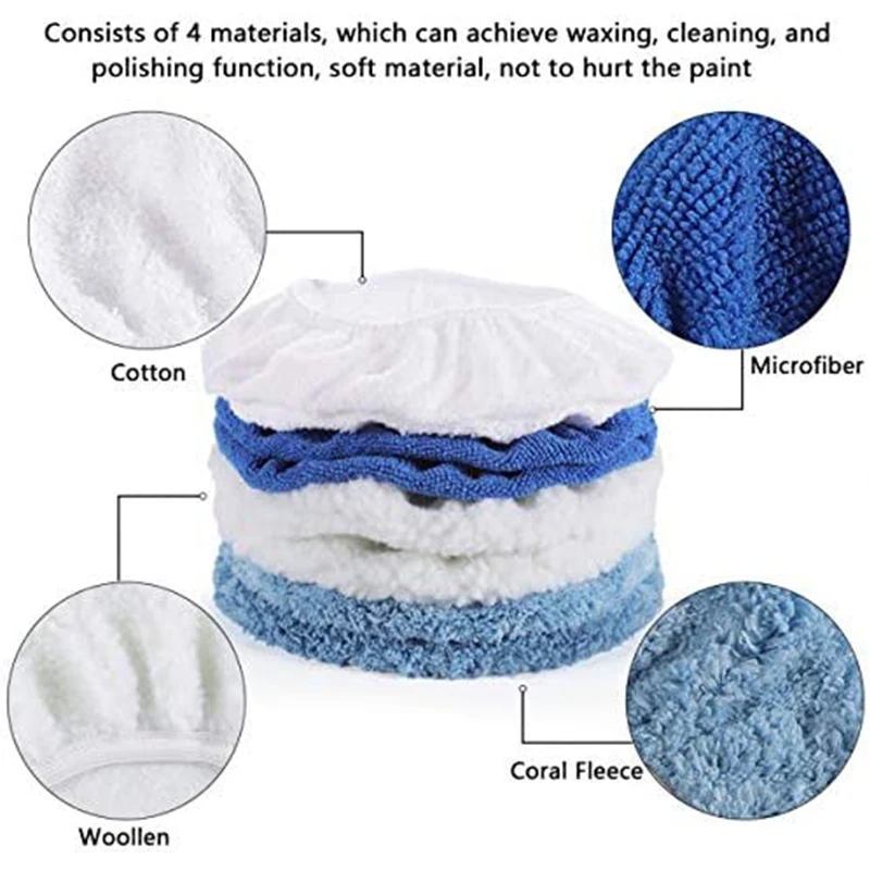 Polisher Buffing Pad Bonnet Buffing Pad Cover Woolen Coral Fleece Microfiber Cotton Durable Car Polishing Bonnet for Waxing