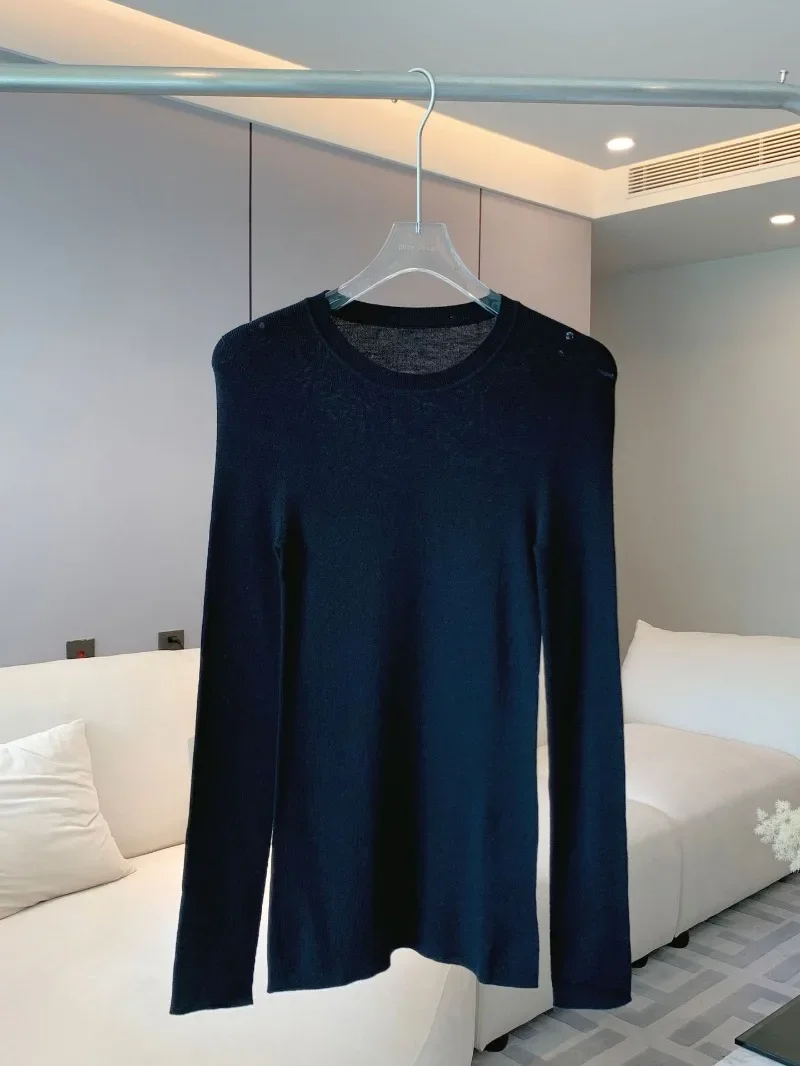 Seamless Round Neck Knitted Bottoming Tops Wool Knitted Sweater for Women