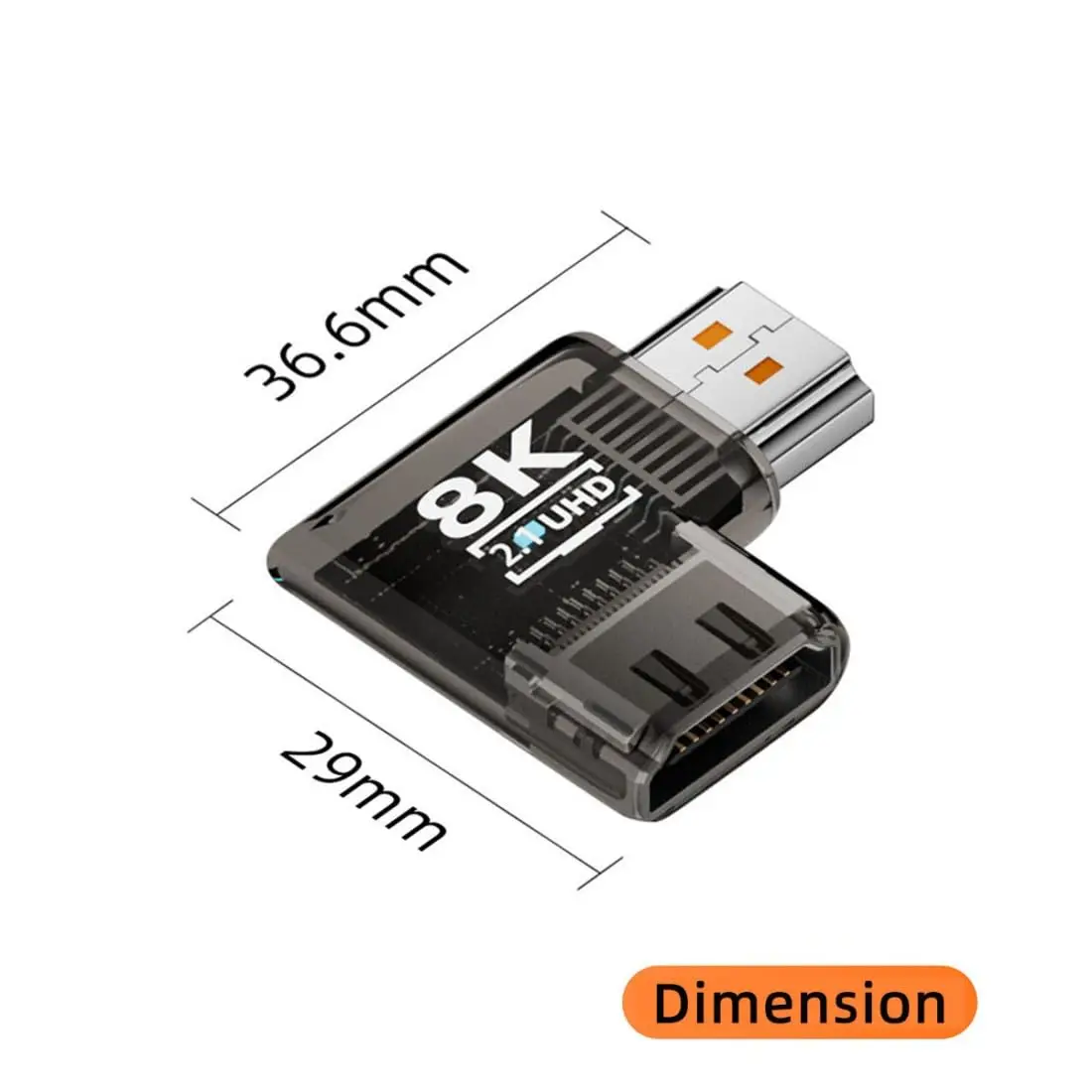 1-2PCS Right Angled 90 Degree Horizontal HDMI Male to HDMI 2.1 Female UHD Extension Adapter Extender with Smart LED 8K 60hz HDTV