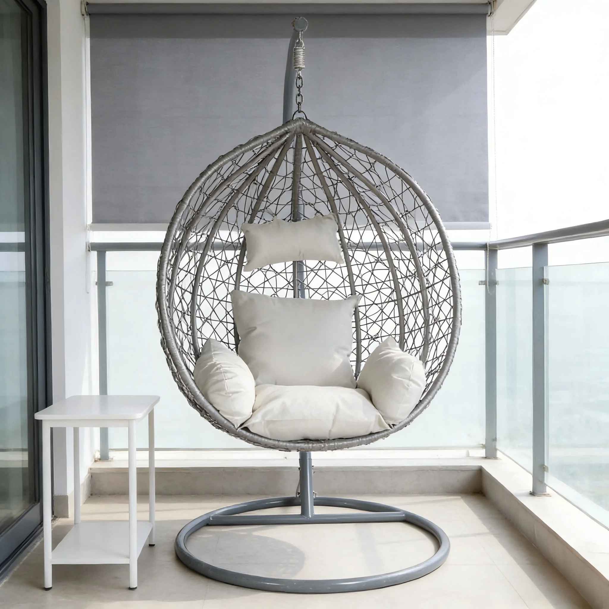 

Outdoor Furniture Living Room Bedroom Balcony Garden Wicker Rattan Folding Terrace Swing Hanging Swing Egg Chair with Stand