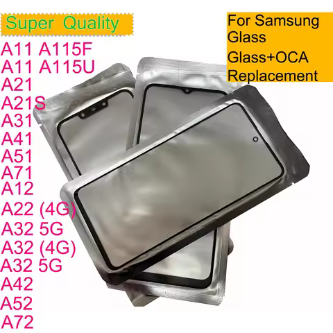 10Pcs For Samsung Galaxy A72 A52 A42 A32 A22 5G A12 A71 A51 A41 A31 A21 A21S A11 Touch Screen Panel Front Outer Glass With OCA