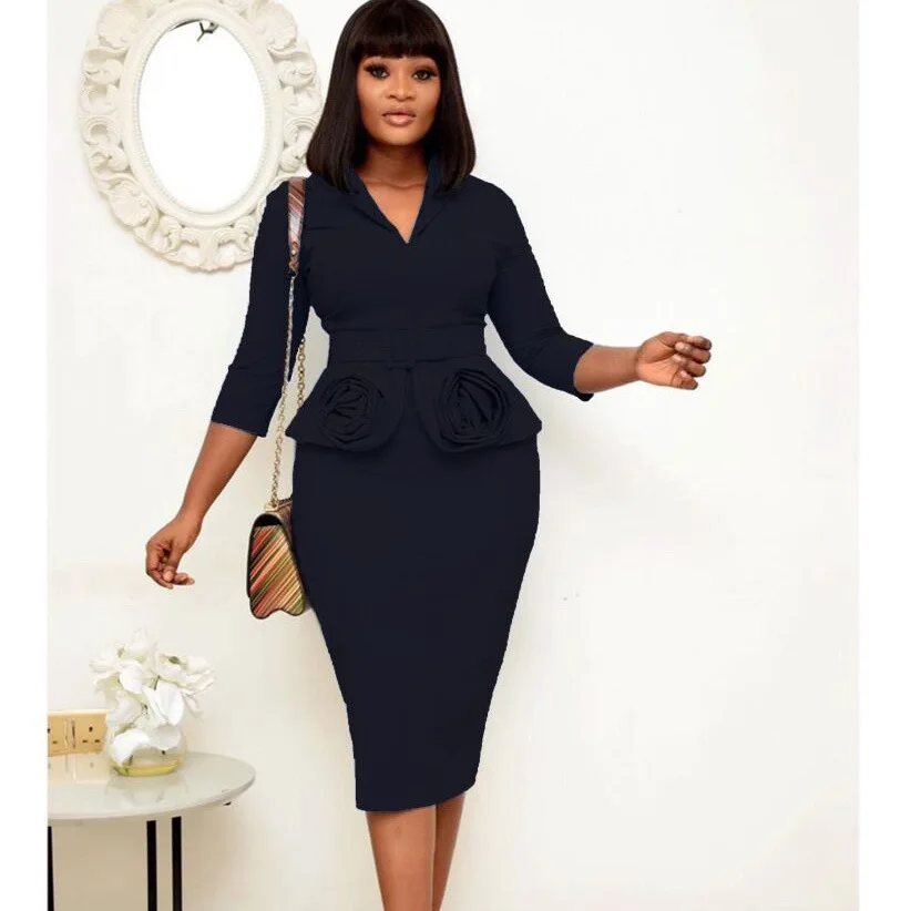 

Women's clothing autumn large size office professional pencil rose European and American dress temperament simple sexy high-end