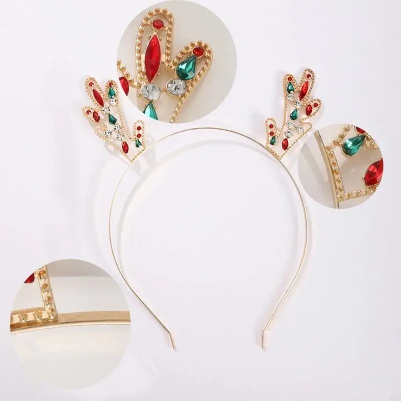 195E Kersthoofdband Rendier Hoofddeksel Feestviering Hoofdaccessoire voor nieuwjaarsfeesten, kinderen tot volwassenen