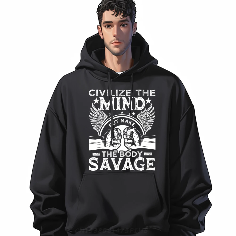 

Loose Female Sweatshrt Civilize The Mind But Make Outdoor Hoodies Long Sleeve Normal Coat O Neck