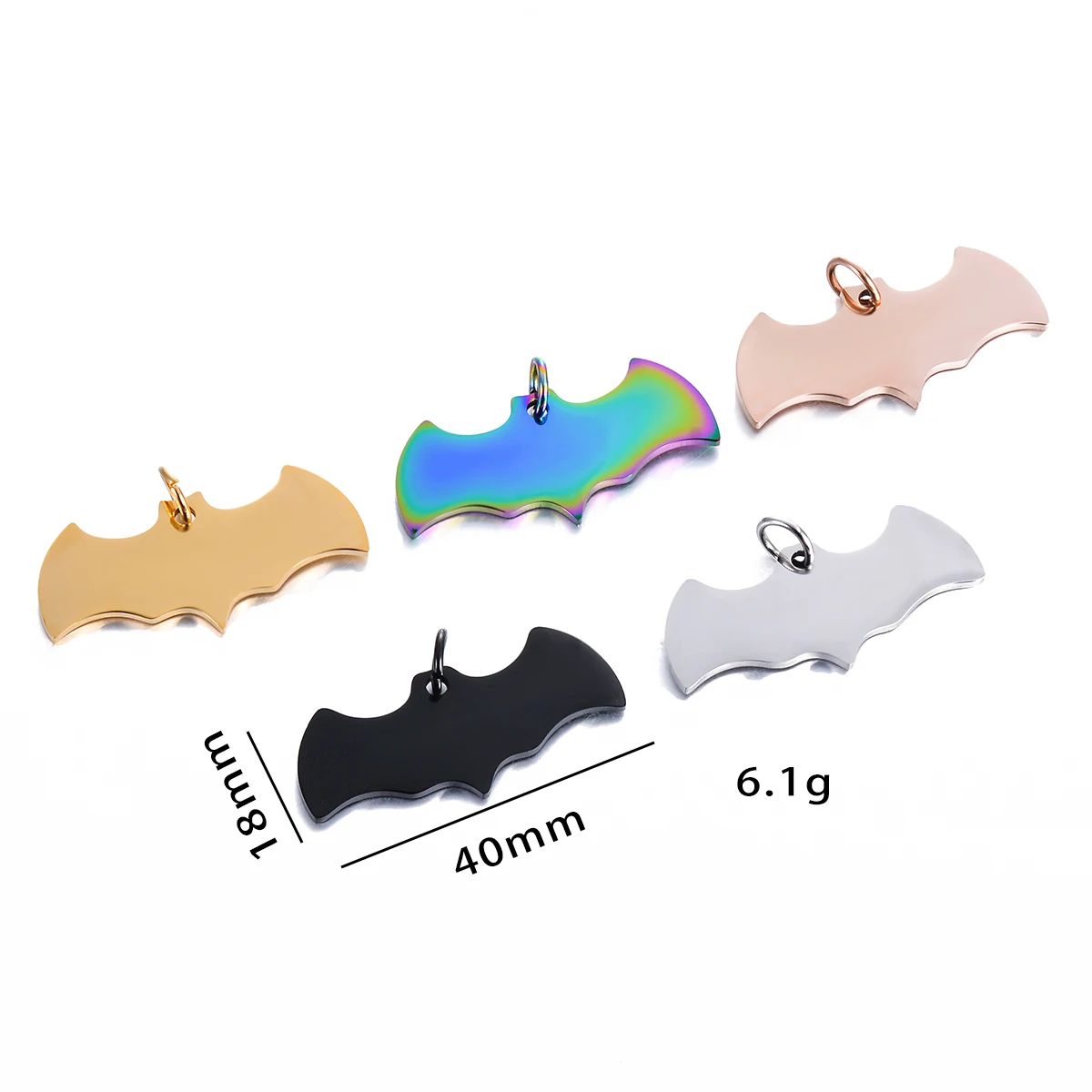 

10Pcs Blank Bat Shaped Animal Pendants Metal Stainless Steel ID Tag for Pet DIY Making Necklace Key Chain Charms Hypoallergenic