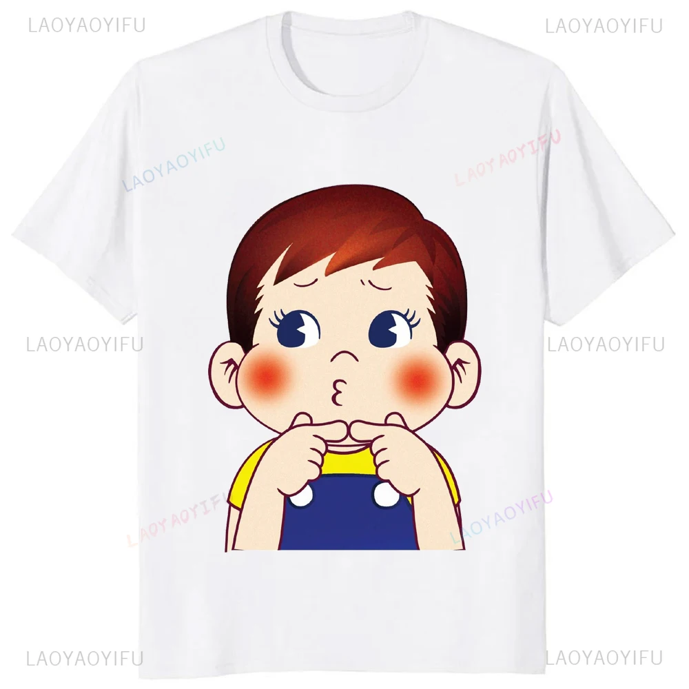 Japanese Kawaii Girl Milk Peko-chan Printed Tshirt Harajuku Y2k Casual Fashion Women T Shirt Hipster Hip Hop Summer Style Tees view 5