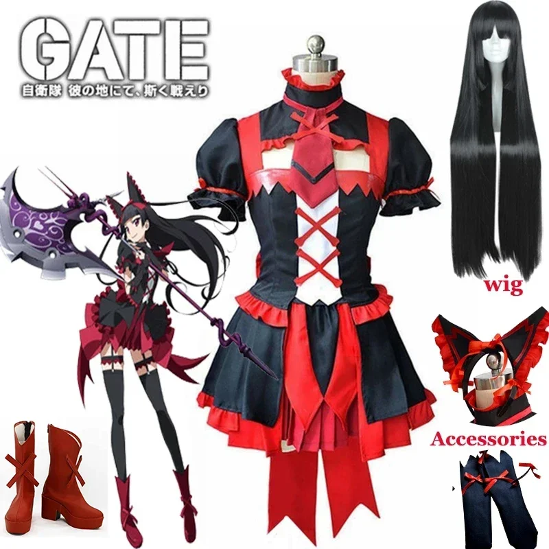 روري ميركوري تأثيري حلي فستان بتصميم حالم كم قصير بلايز تنورة موحدة الدعاوى شعر مستعار أحذية للكبار حفلة الهالوين M17