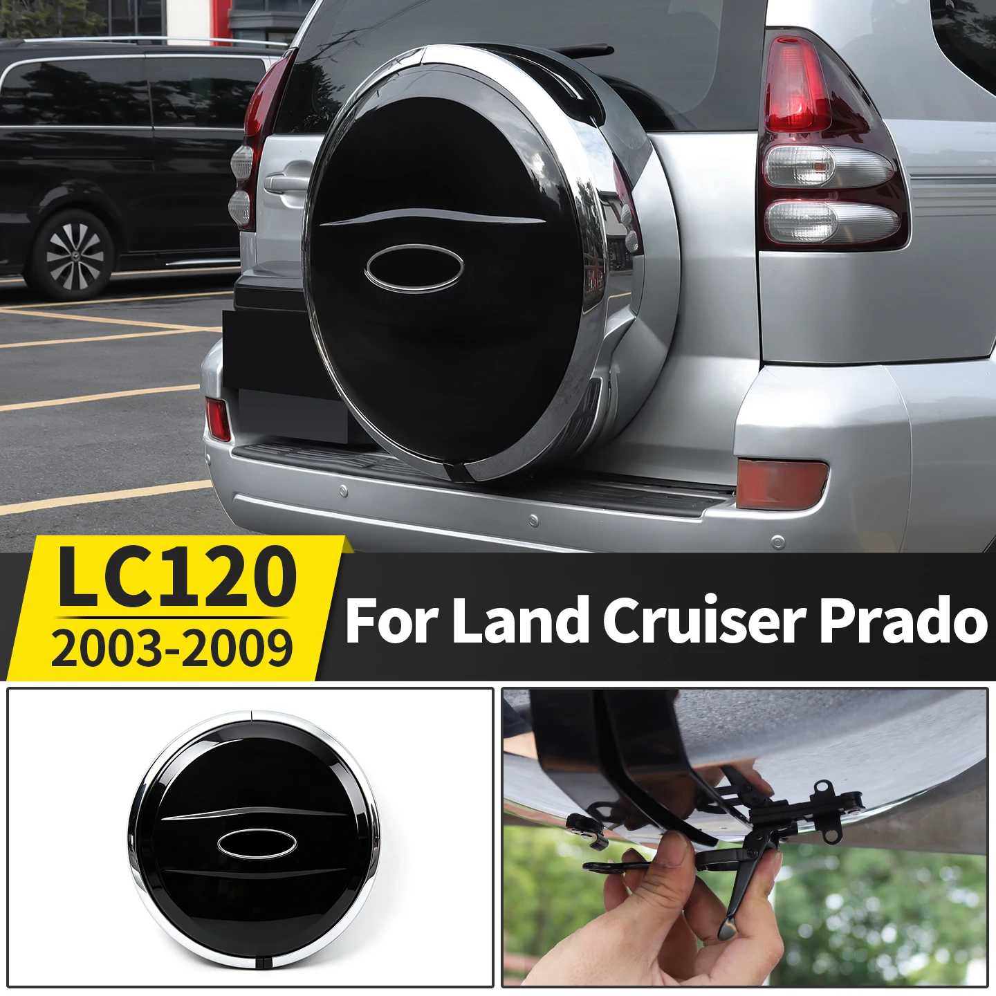 For Toyota Land Cruiser Prado LC120 J120 2003-2009 Spare Tire Cover Replacement Rear Tire Cover Upgrade Exterior Accessories