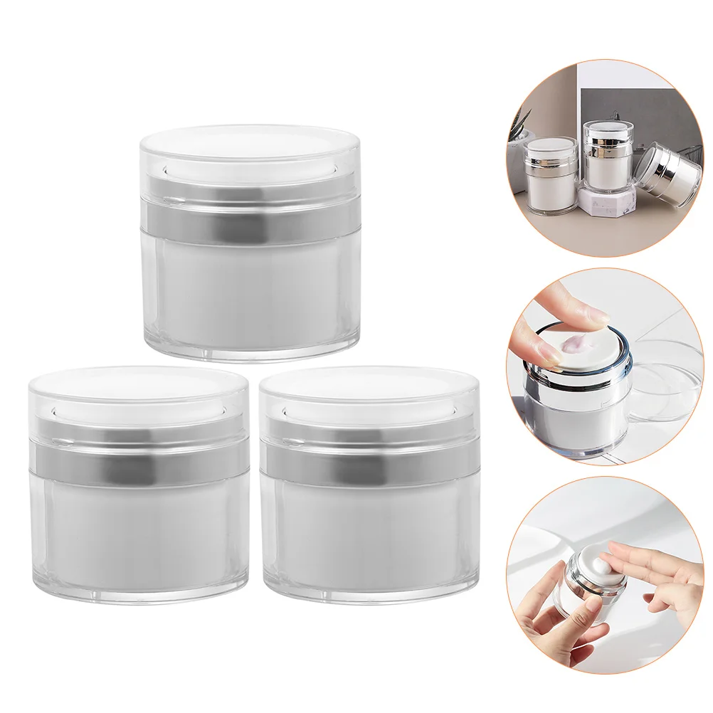 3 Pcs Cream Bottle Refillable Jars Airless Pump Container Creami Acrylic