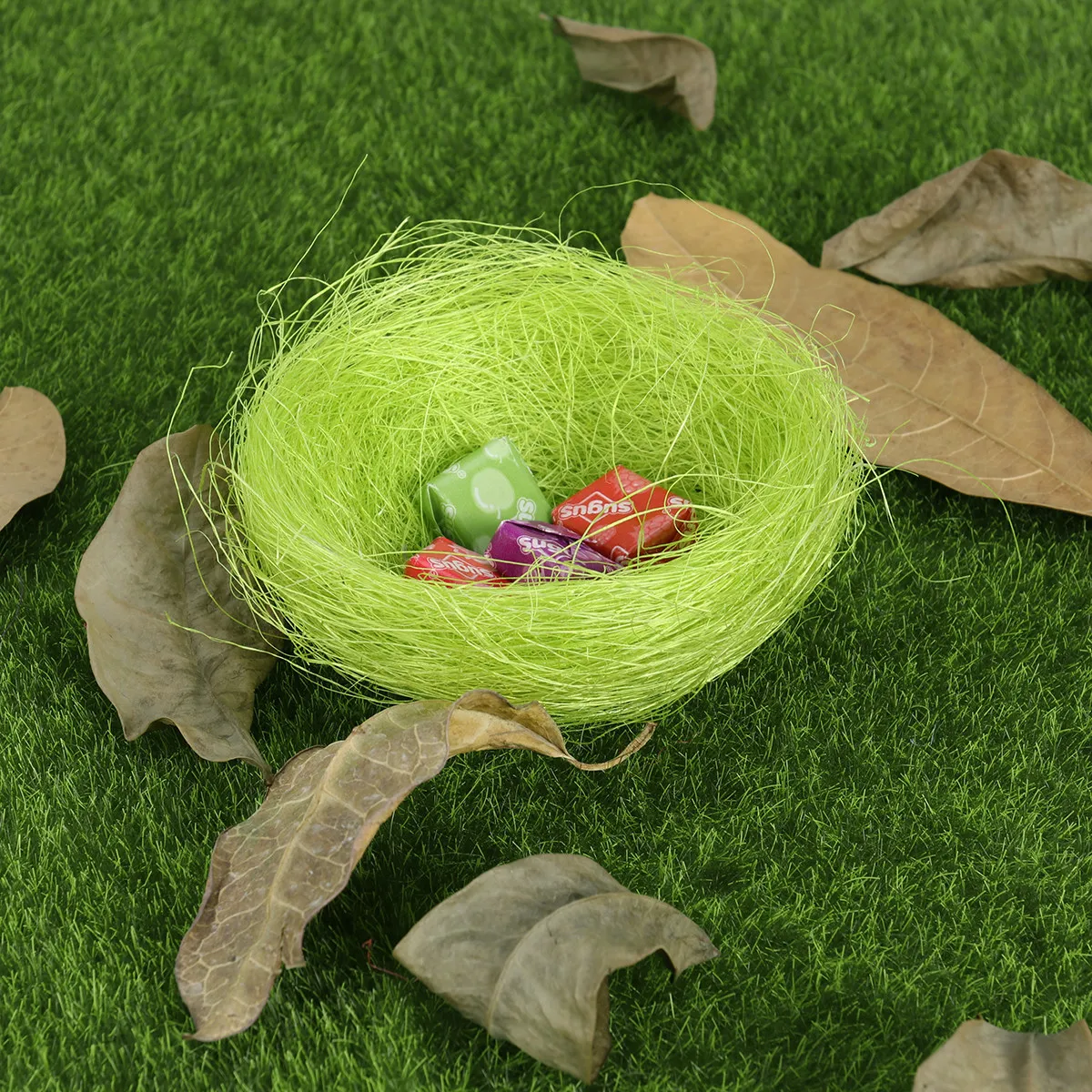 

3Pcs Vibrant Handmade Egg Nest for Easter Birthday Party Decor Artificial Bird Nest Small Item Holder Candy Display Hotel Cinema