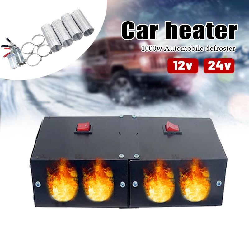 12V/24V 800W/1600W 4 Hole Diesel Parking Heater Car Truck Metal Defroster Windshield Window Demister Set Accessories