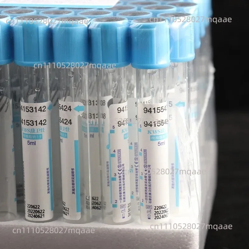 100pcs Blood Collection Tubes/Coagulation/EDTA Laboratory Test Sodium Citrate 1:9  Vacuum Sterile PET Tubes 10ML Blue 15x10cm