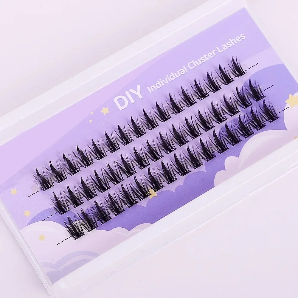 Individual Lashes 48 Cluster Lashes, Little Devil Style False Eyelash, Natural Simulated Segmented Single Cluster Lashes