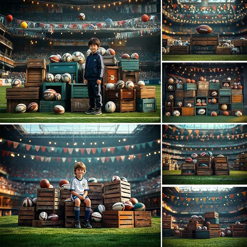 

LS Sports Theme Photography Background Green Grass Field Decor Boys Birthday Cake Smash Kids Portrait Photo Backdrop Studio