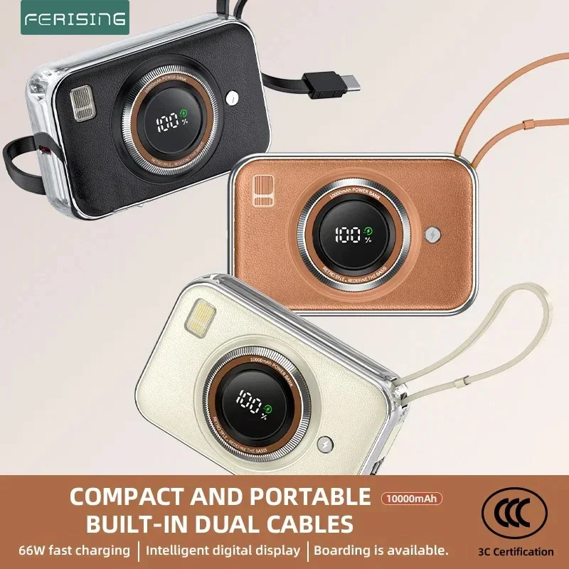 CCC China Certified Camera Style Mini 10000mAh Power Bank 66W Fast Charge for iPhone 14/15/16/17 Xiaomi Samsung External Battery