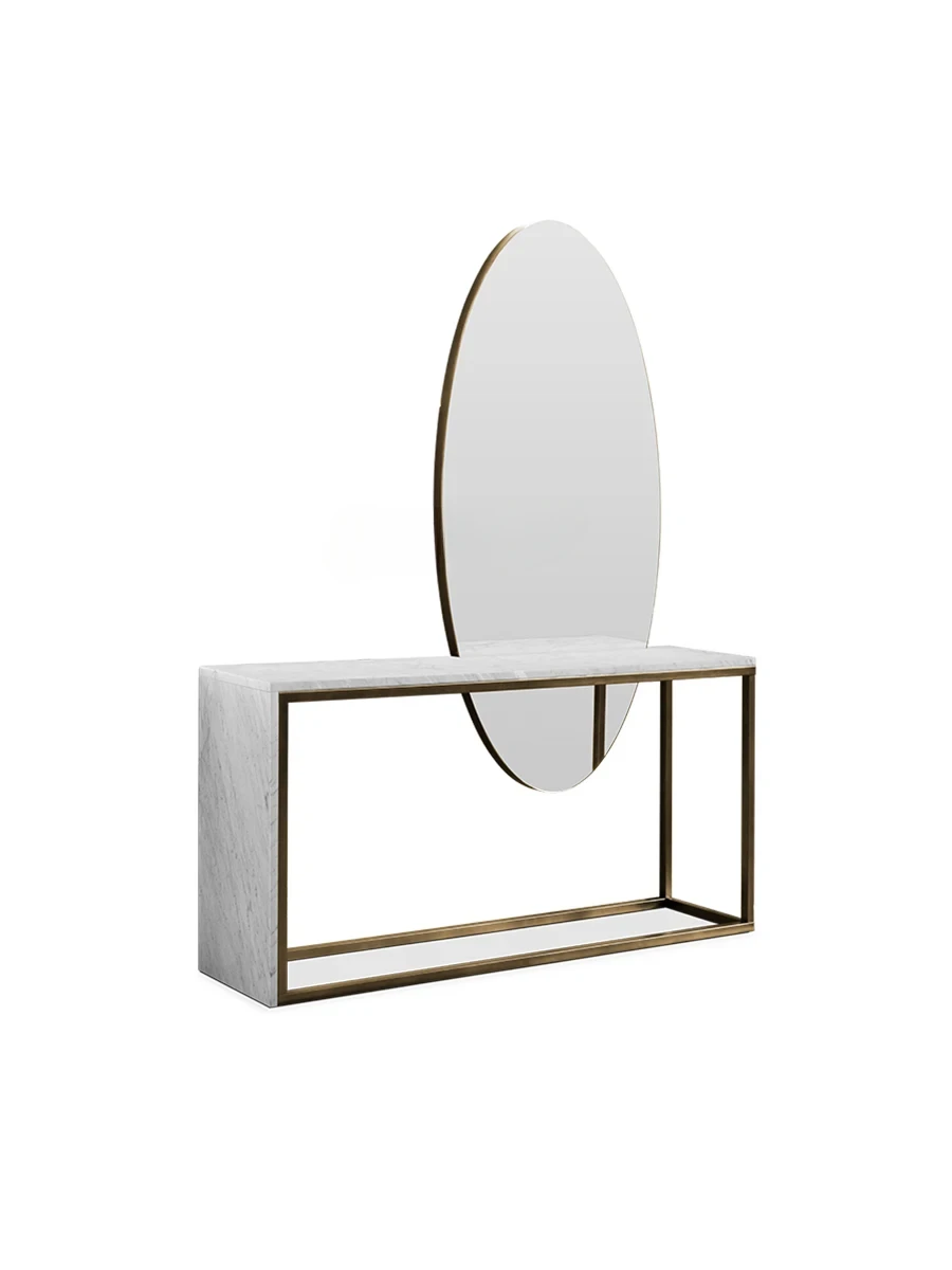 

Italian Style Light Luxury Dressing Table Small Apartment Bedroom Stainless Steel Marble Modern Simple High Sense Makeup Table