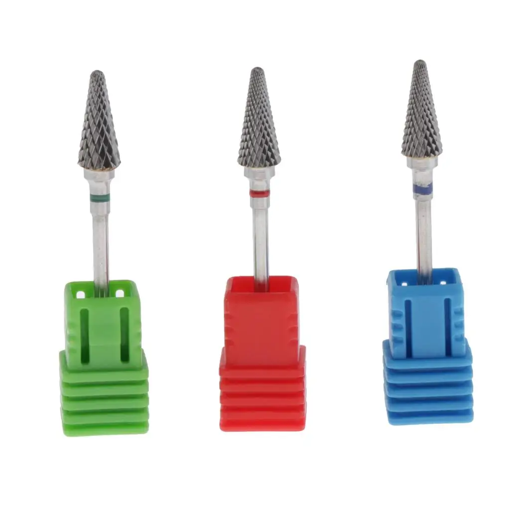 Pack of 3 Nail Art Polishing Drill Bits Gel Removal Buffing Grinding Bits