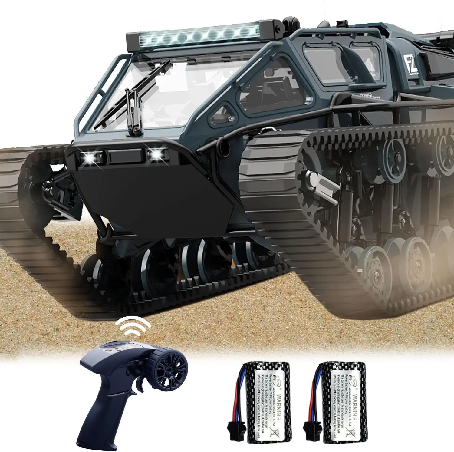Remote Control Tank with 2 Batteries - 2.4GHz Full Proportional Rock Crawler 4x4 Off Road Military Vehicle, All Terrain Drift Army Truck with Cool Lights, Great Gift for Kids Boys