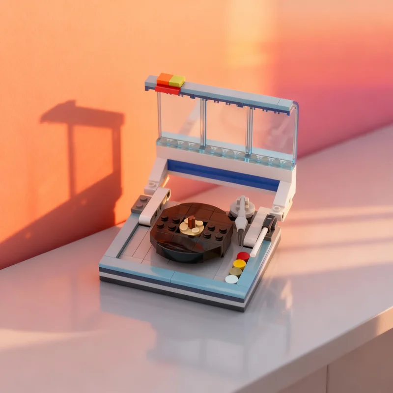 

Набор из 105 деталей: Мини-проигрыватель виниловых пластинок MOC Creator Expert. Конструктор. Архитектурная модель. Рождественский подарок. Развивающая игрушка. Идея для творчества. Кирпичики для детей.