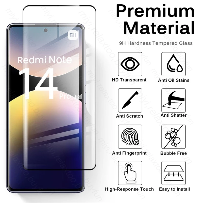 4In1 9D Curved Tempered Glass For Redmi Note 14 Pro 5G 4G Glass Camera Screen Protectors Redmy Note14 Pro+ Note14Pro Note14Pro+