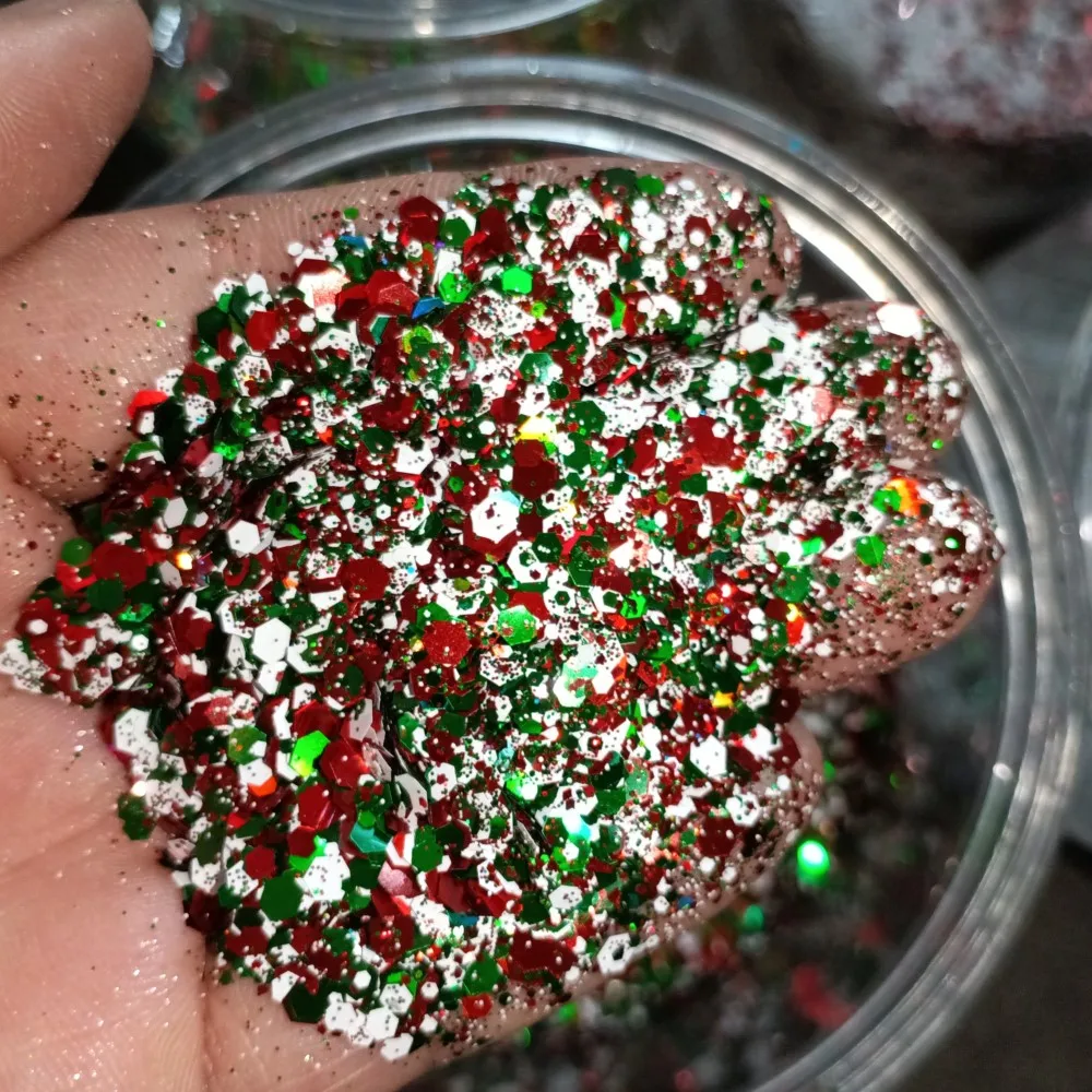 1 zak 50g kerst glitter nail art pailletten 3D kerstboom sneeuwvlokken ster nagel sprankelende vlokken pailletten manicure vakantie decoraties