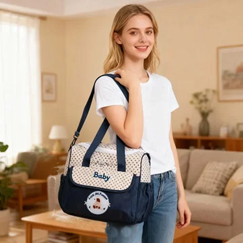 Fashionable Multifunctional Medium-Sized Single-Shoulder Mommy Bag; Lightweight and Portable Compact Mom Bag; Cute Bear Multi-Compartment Crossbody Mother-Child Bag, Diaper Bag, Maternity Bag