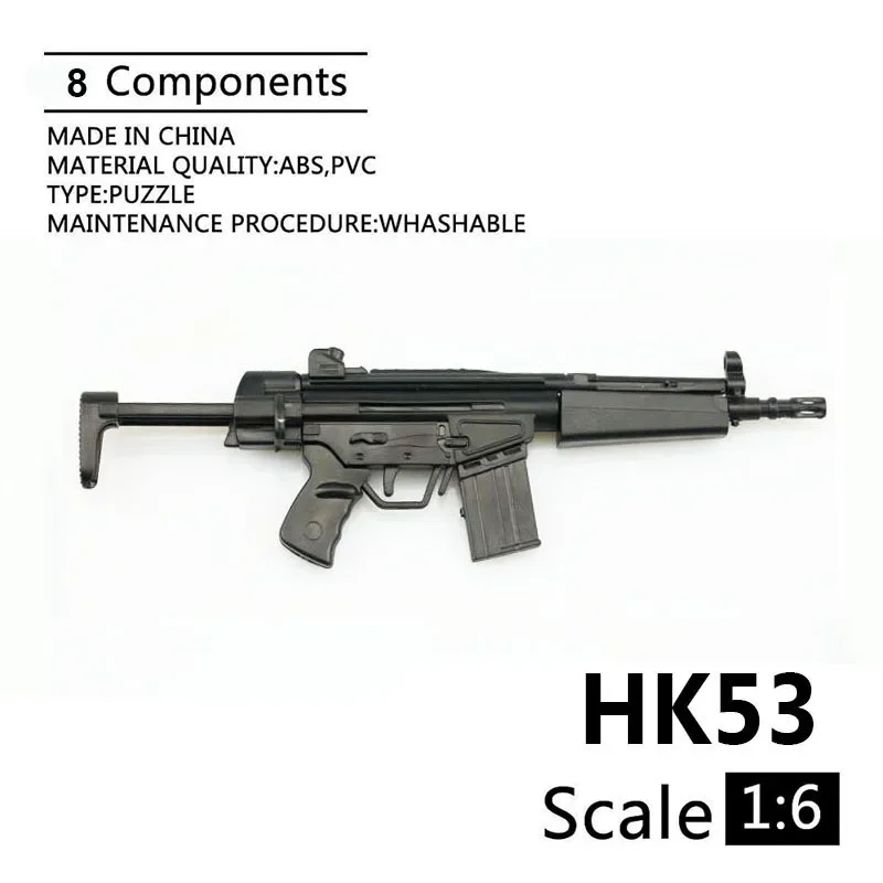 Arma de carabinas acortada HK53 1/6, Arma de plástico, Arma de montar, modelo de rompecabezas para soldados de 12 ", armas militares, bloques de construcción