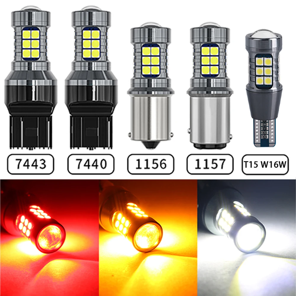 2X High Bright LED Car Bulbs Accessories T15 W16W 1156 BAU15S 1157 P21/5W T20 7443 W21/5W Canbus For Signal Lamp Reversing Bulb