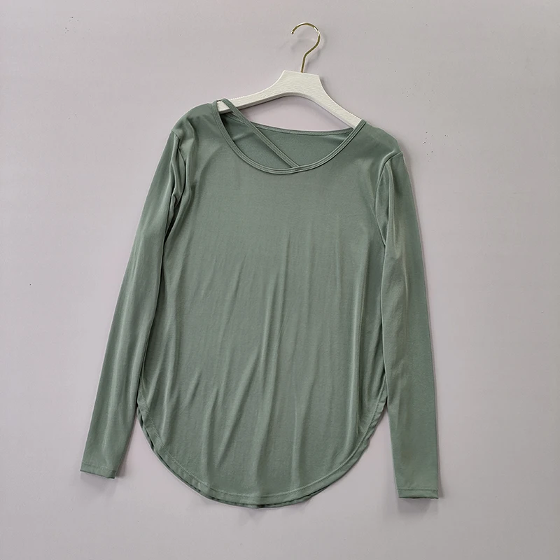 Sport-Top für Damen, lockeres Laufshirt, schnelltrocknend, großes, lässiges, atmungsaktives, schweißableitendes Yoga-Outfit, Langarmshirt – Detail 8