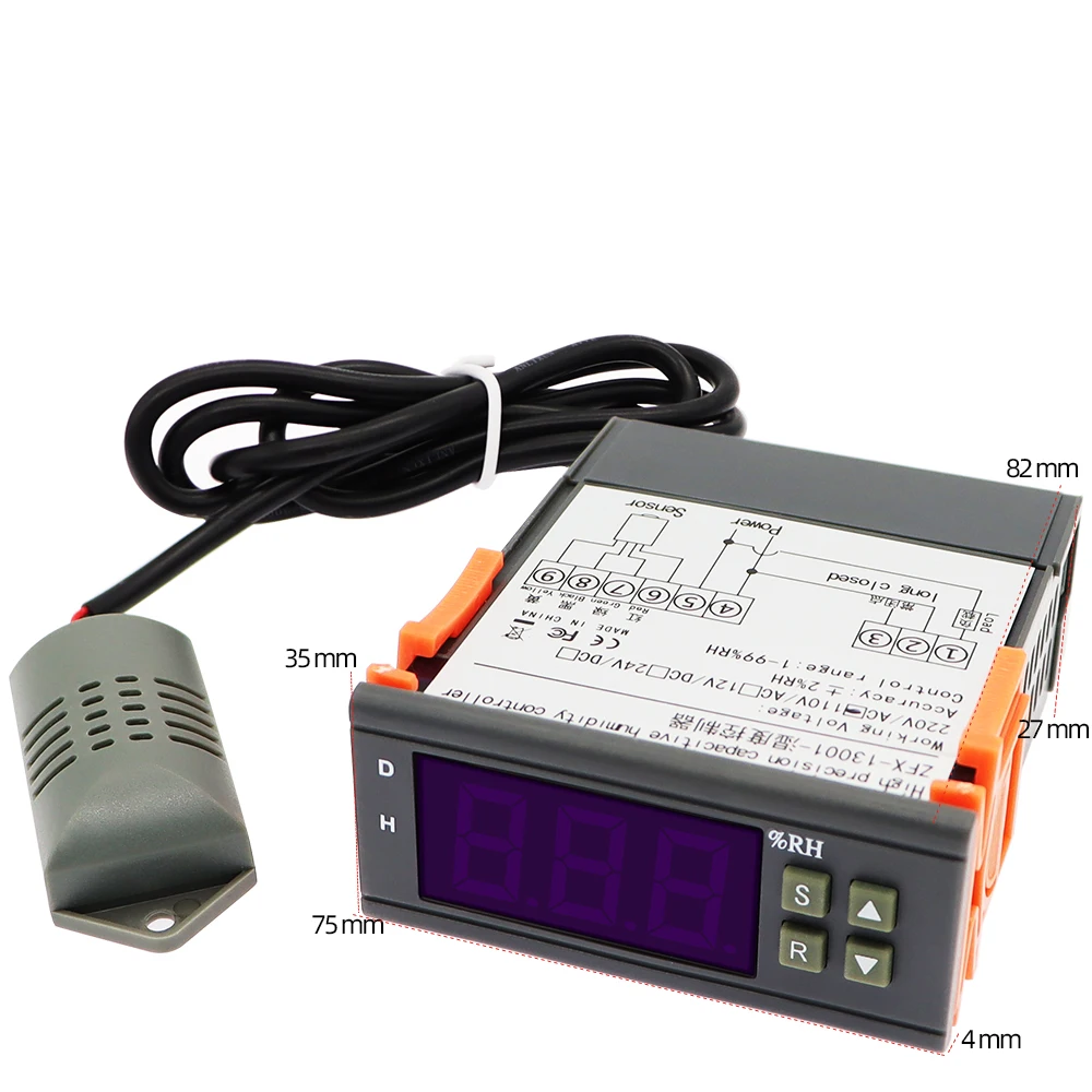 220V 10A Hygrostat Humidistat PU Delay Protection ZFX-13001 Digital Humidity Controller 1% ~ 99% RH Hygrometer Controller