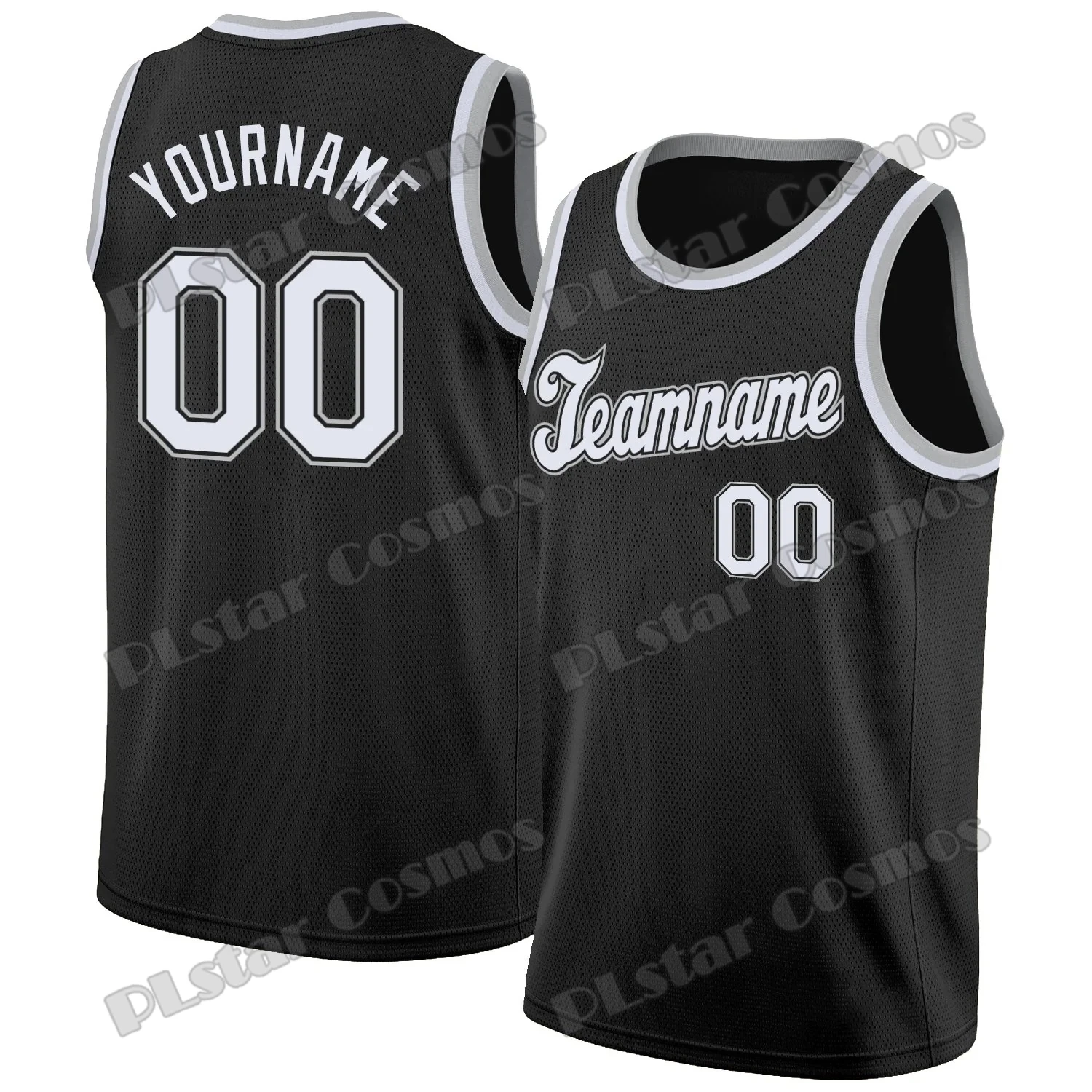 PLstar Cosmos Custom Red White-Black Round Neck Throwback Basketball Jersey 3D Printed Unisex Summer Sport Basketball Vest LBX03