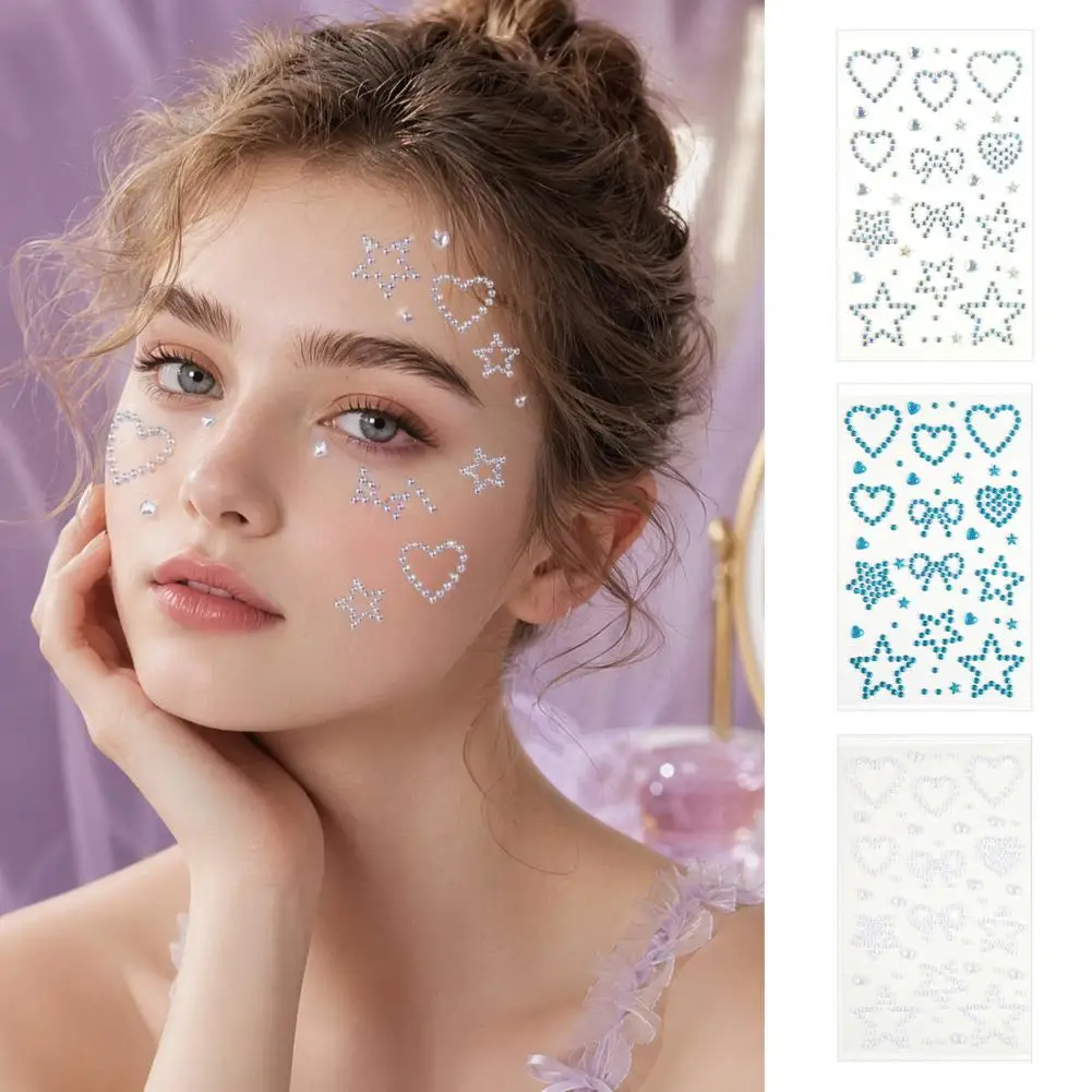 Rhinestone Stickers for DIY Acrylic Star Heart Butterfly Gems Sparkling Decals for Scrapbooking Packaging Face Nail Art Decor