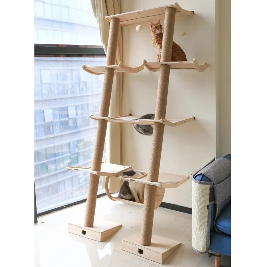 Multilevel Wooden Cat Tree Tower, Cat Climbing Frame, Sisal Rope, Scratching Posts, Beds Toys, Brand New