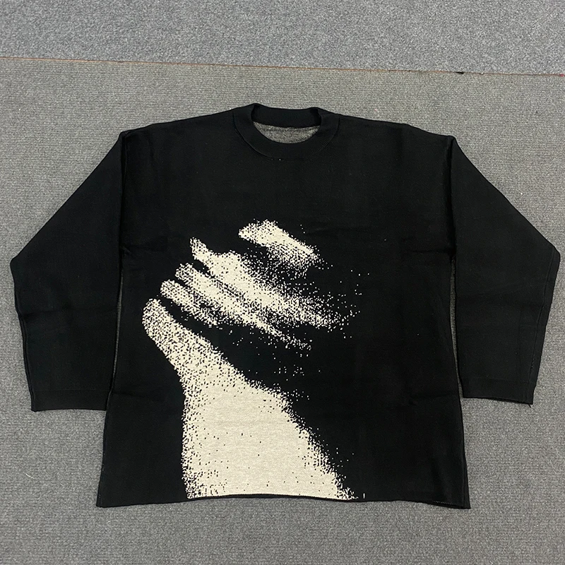 

American Street Commuter Couple Pullover Lazy Winter Warm Cartoon Pattern Jacquard Oversize Casual Round Neck Men Women Sweater