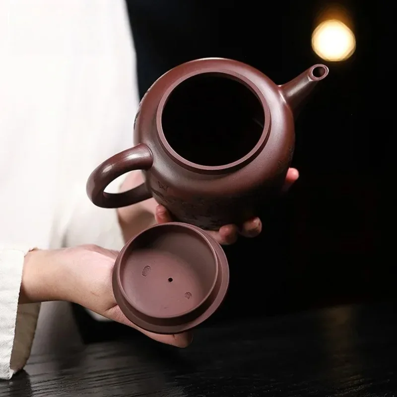 830ml Aesthetic Yixing Purple Clay Teapots Handmade Large Capacity Deer Pot Raw Ore Mud Kettle Chinese Zisha Tea Set Teaware