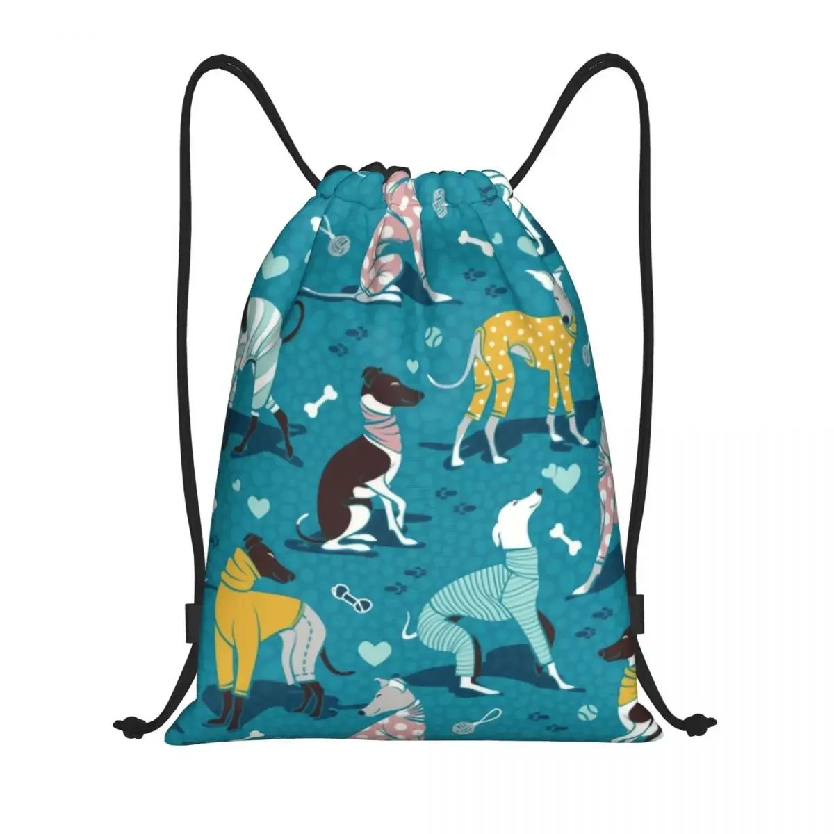 Cute Greyhounds Dog Drawstring Backpack Women Men Sport Gym Sackpack Foldable Whippet Sighthound Pet Shopping Bag Sack